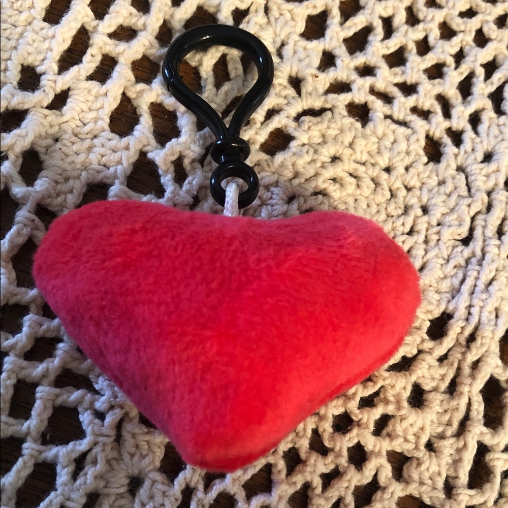 Plush Red Heart Key & Card Holder Clip